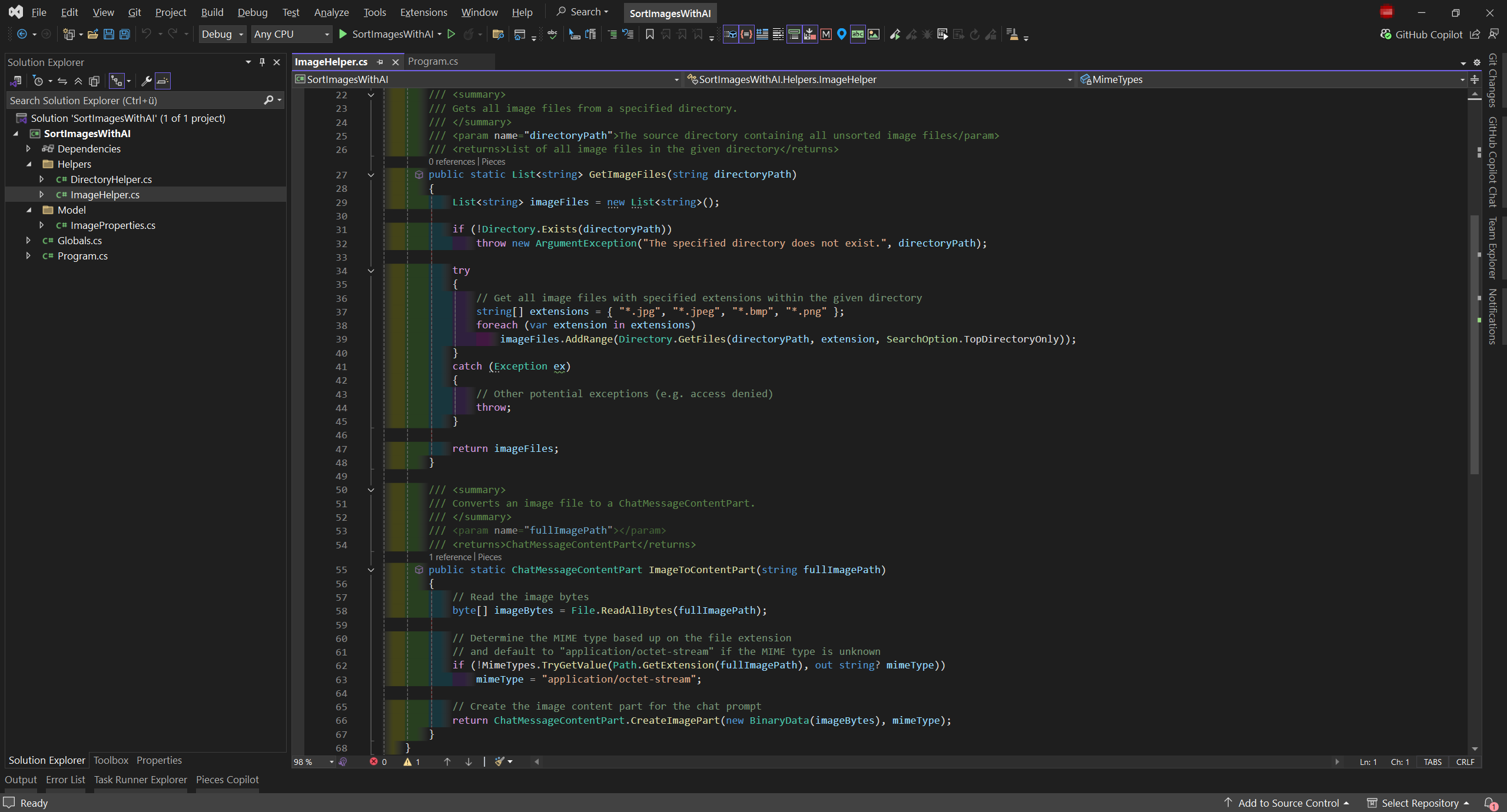 The model has no idea about Visual Studio