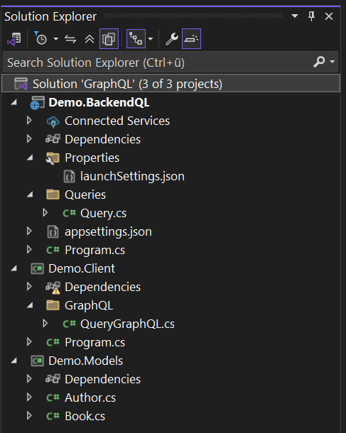 .NET Solution for Server, Client and Model
